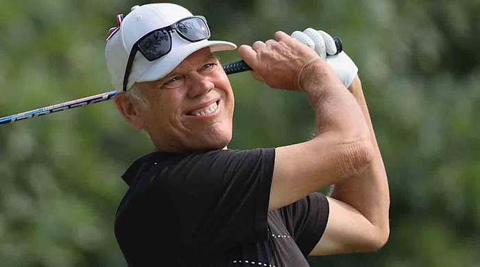 Jay Delsing hits a tee shot during the 2021 Ascension Charity Classic in St Louis, Missouri.